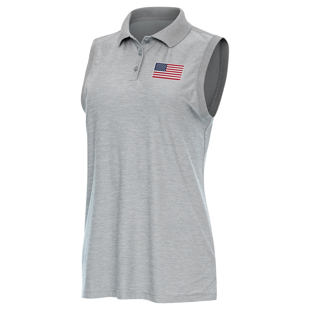 American Flag Women's Recap Sleeveless Polo (Skyscraper Heather)*