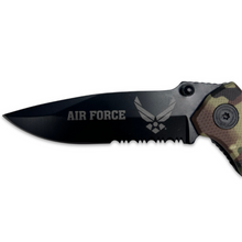 Load image into Gallery viewer, Air Force Folding Lock Back Knife (Green Camo)