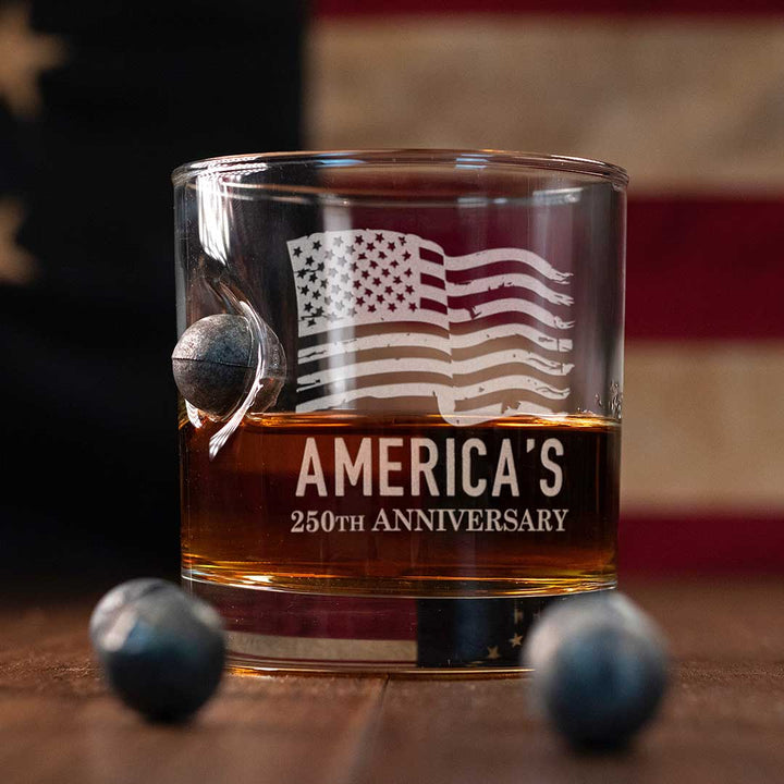 America's 250th Anniversary Musketball Rocks Glass