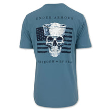 Load image into Gallery viewer, Navy Under Armour Freedom By Sea Skull T-Shirt (Blue)