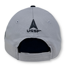Load image into Gallery viewer, Space Force Logo Two Tone Flag Hat (Black/Grey)