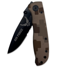 Load image into Gallery viewer, Air Force Folding Lock Back Knife (Brown Camo)