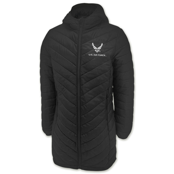 Air Force Wings Ladies Long Helio Insulated Coat (Black)