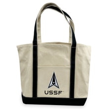 Load image into Gallery viewer, Space Force Delta Classic Natural Canvas Tote (Natural/Black)