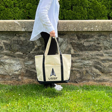 Load image into Gallery viewer, Space Force Delta Classic Natural Canvas Tote (Natural/Black)