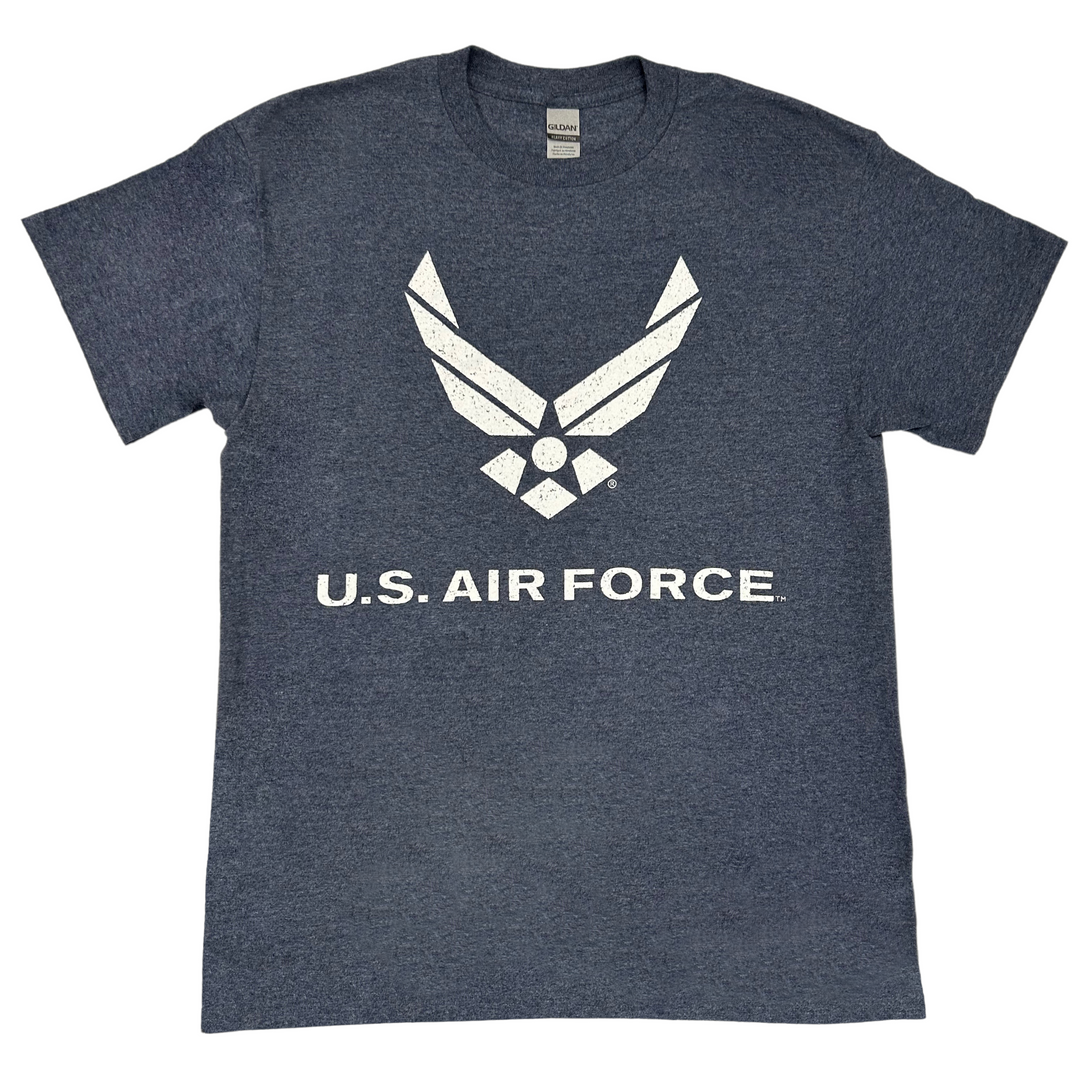 Air Force Distressed Wings T-Shirt (Heather Navy)