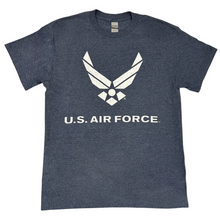 Load image into Gallery viewer, Air Force Distressed Wings T-Shirt (Heather Navy)