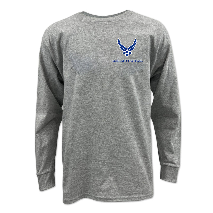 Pick Your Design Air Force Youth Long Sleeve T-Shirt (Grey)