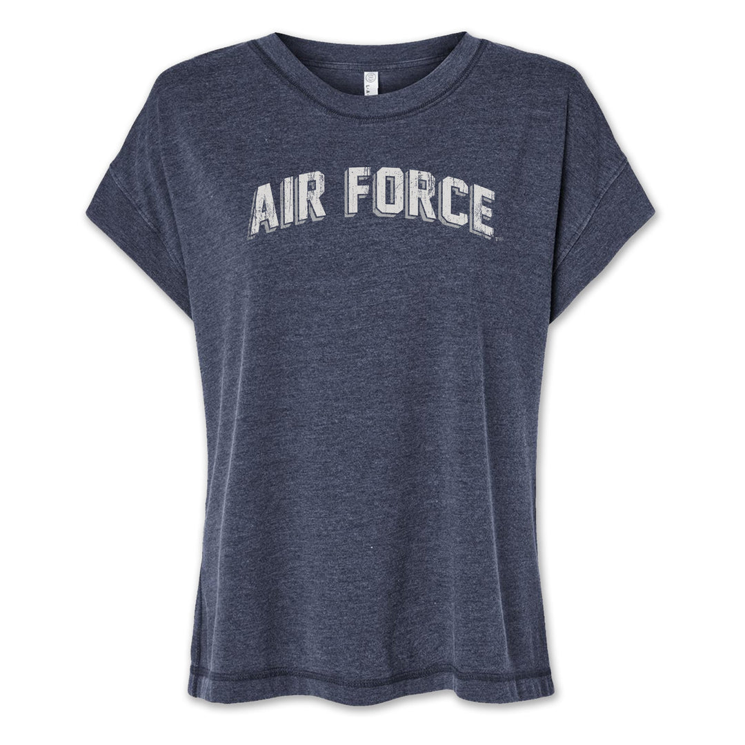 Air Force Ladies Distressed Arch T-Shirt (Washed Navy)