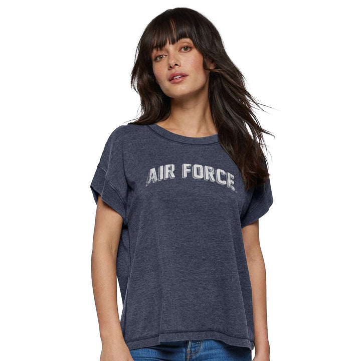 Air Force Ladies Distressed Arch T-Shirt (Washed Navy)