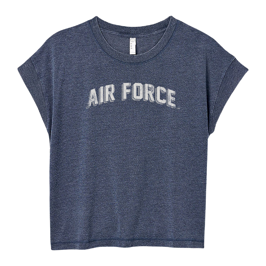 Air Force Ladies Distressed Arch T-Shirt (Washed Navy)