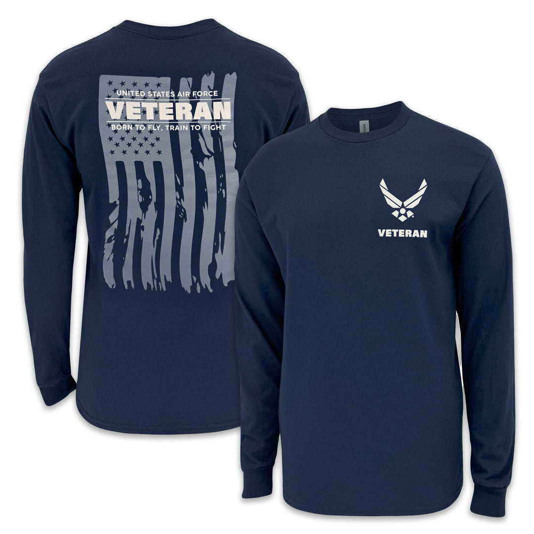 Air Force Veteran Flag Long Sleeve T-Shirt (Navy)