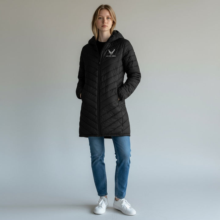 Air Force Wings Ladies Long Helio Insulated Coat (Black)