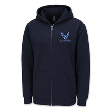 Load image into Gallery viewer, Air Force Wings Left Chest Logo Full Zip Hood