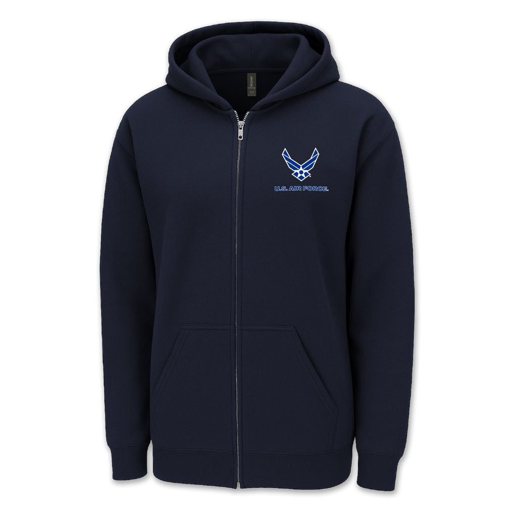 Pick Your Design Air Force Full Zip Hooded Sweatshirt (Navy)