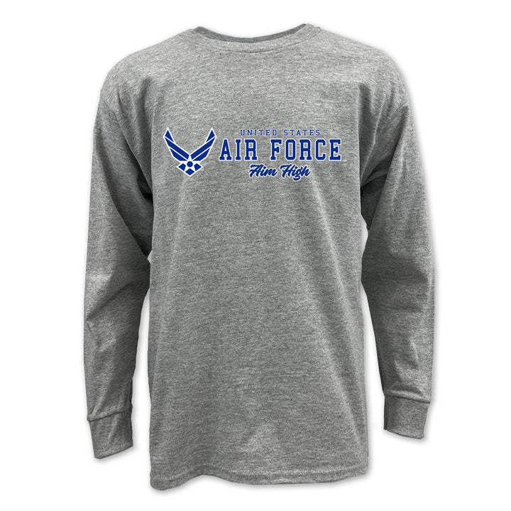 Pick Your Design Air Force Youth Long Sleeve T-Shirt (Grey)