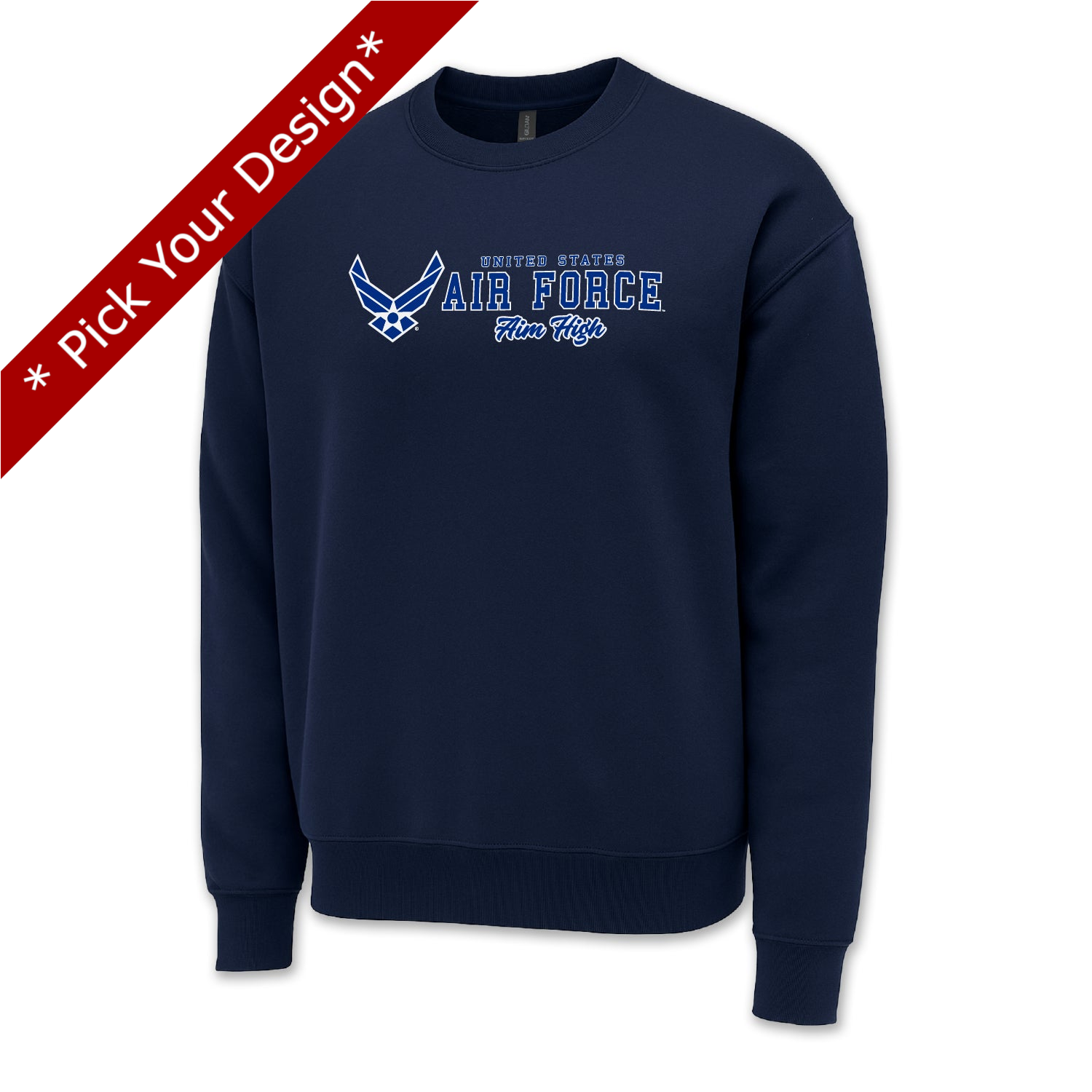 Pick Your Design Air Force Crewneck Sweatshirt (Navy)