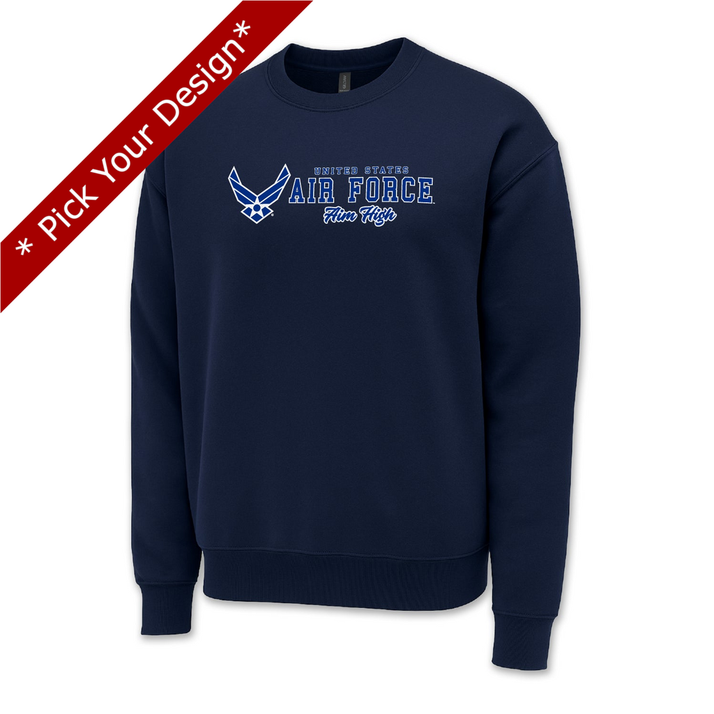 Pick Your Design Air Force Crewneck Sweatshirt (Navy)