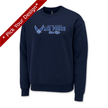 Load image into Gallery viewer, Pick Your Design Air Force Crewneck Sweatshirt (Navy)