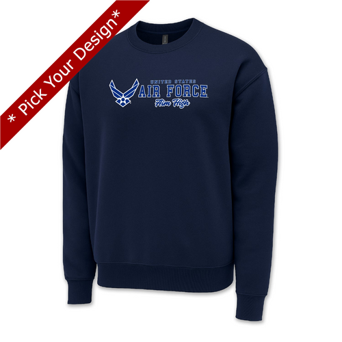 Pick Your Design Air Force Crewneck Sweatshirt (Navy)