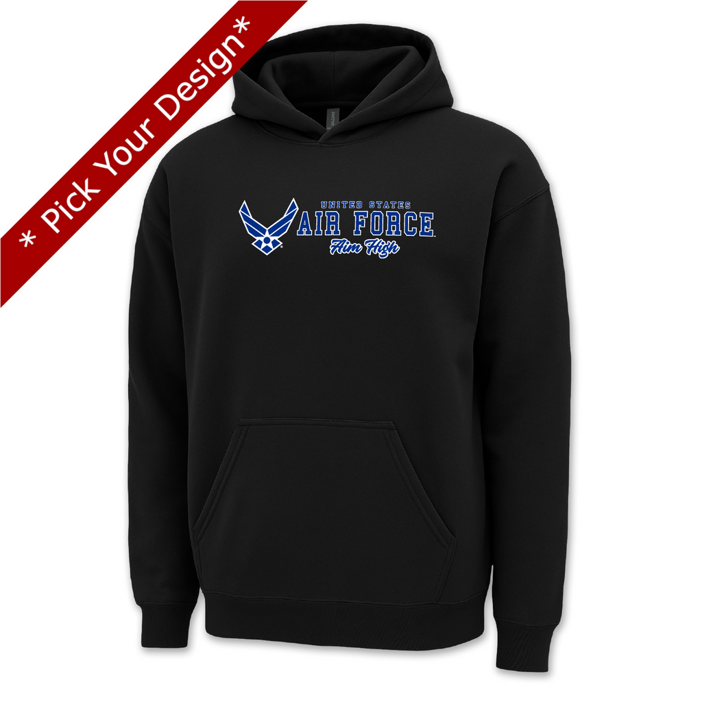 Pick Your Design Air Force Hooded Sweatshirt (Black)