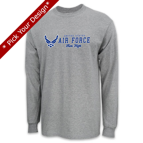 Pick Your Design Air Force Long Sleeve T-Shirt (Grey)