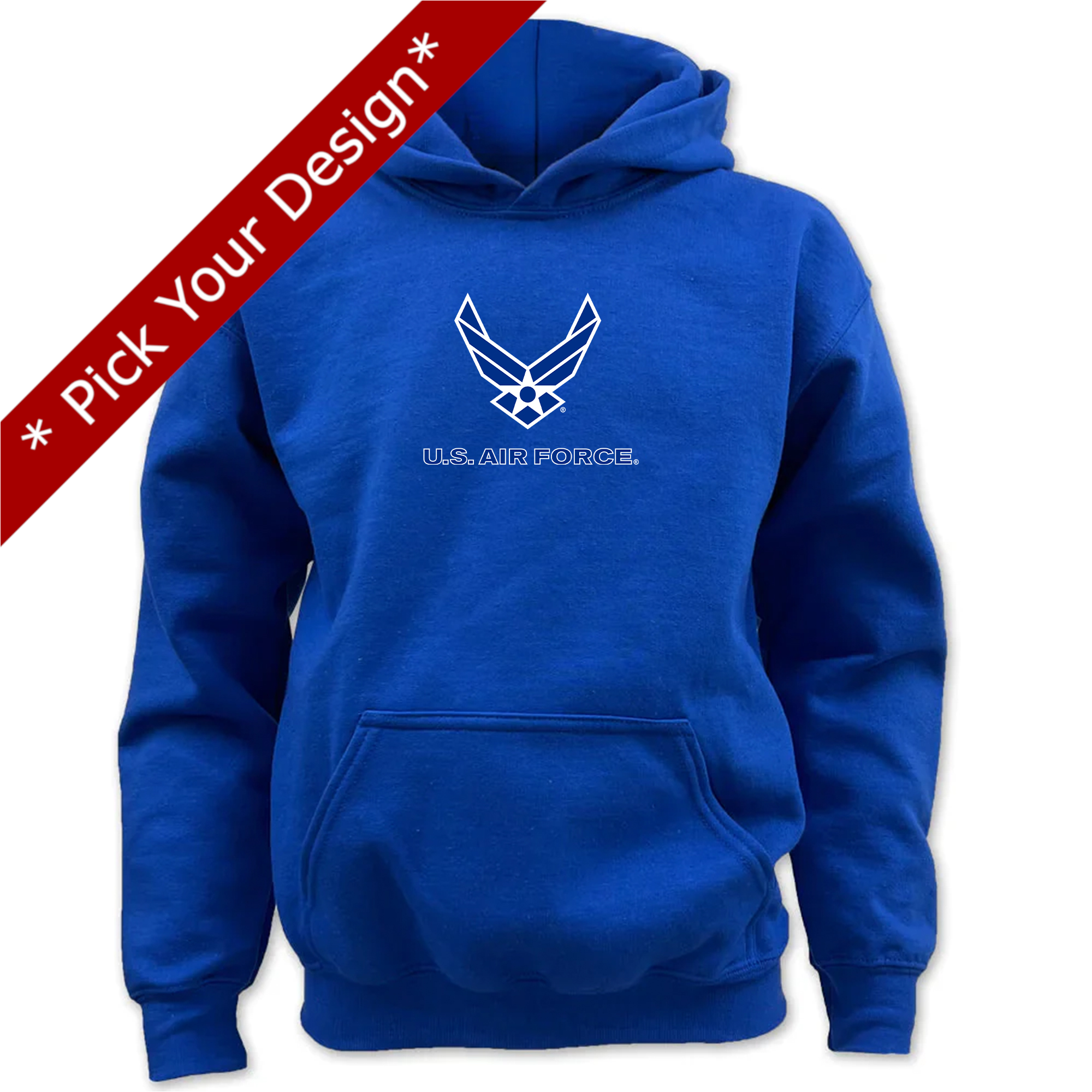 Pick Your Design Air Force Youth Hooded Sweatshirt (Royal)
