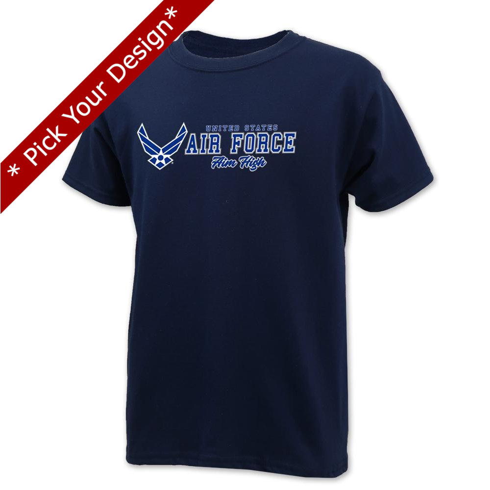 Pick Your Design Air Force Youth T-Shirt (Navy)