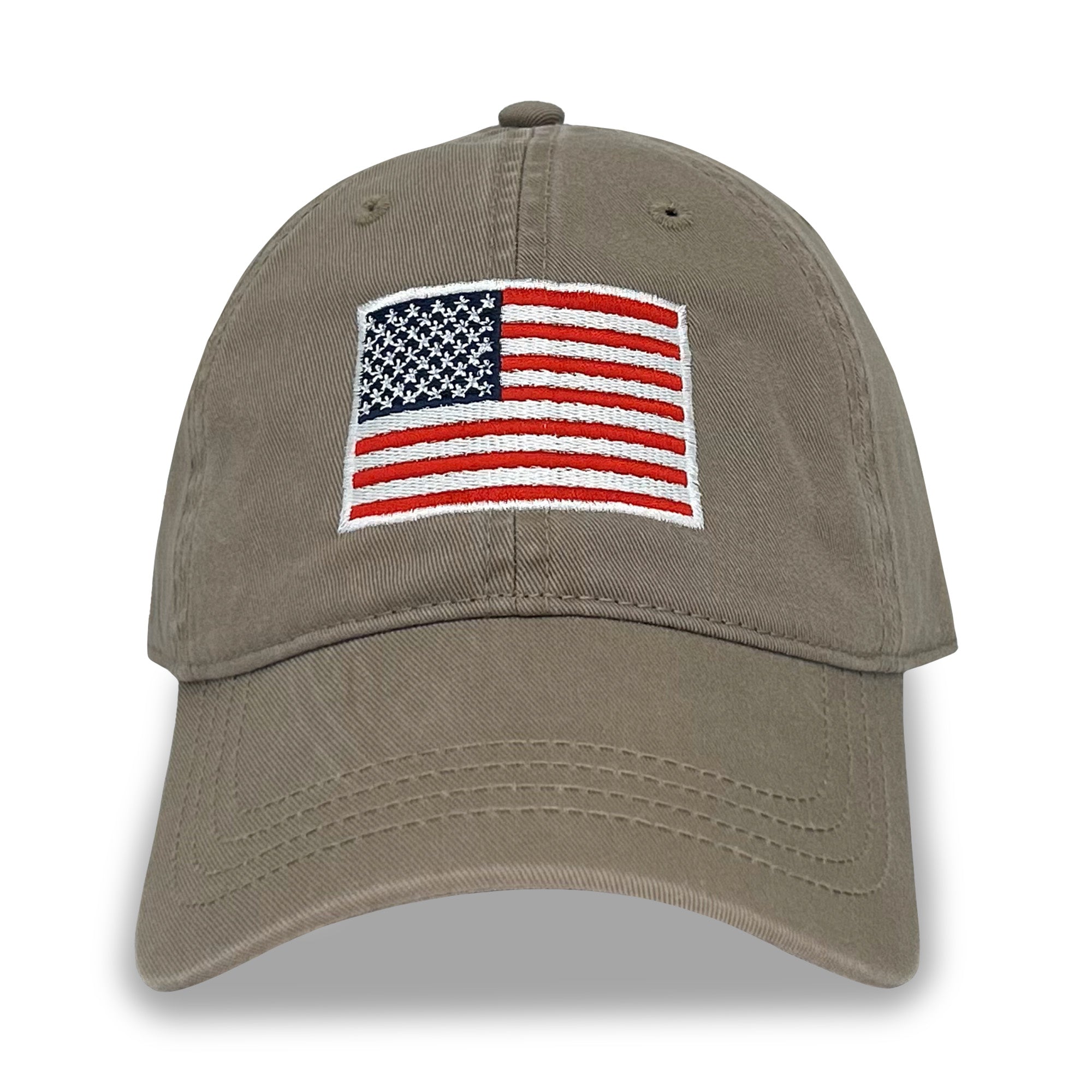 American Flag Relaxed Fit Hat (Khaki)