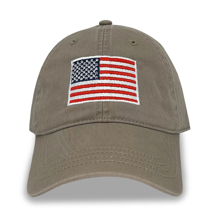 American Flag Relaxed Fit Hat (Khaki)