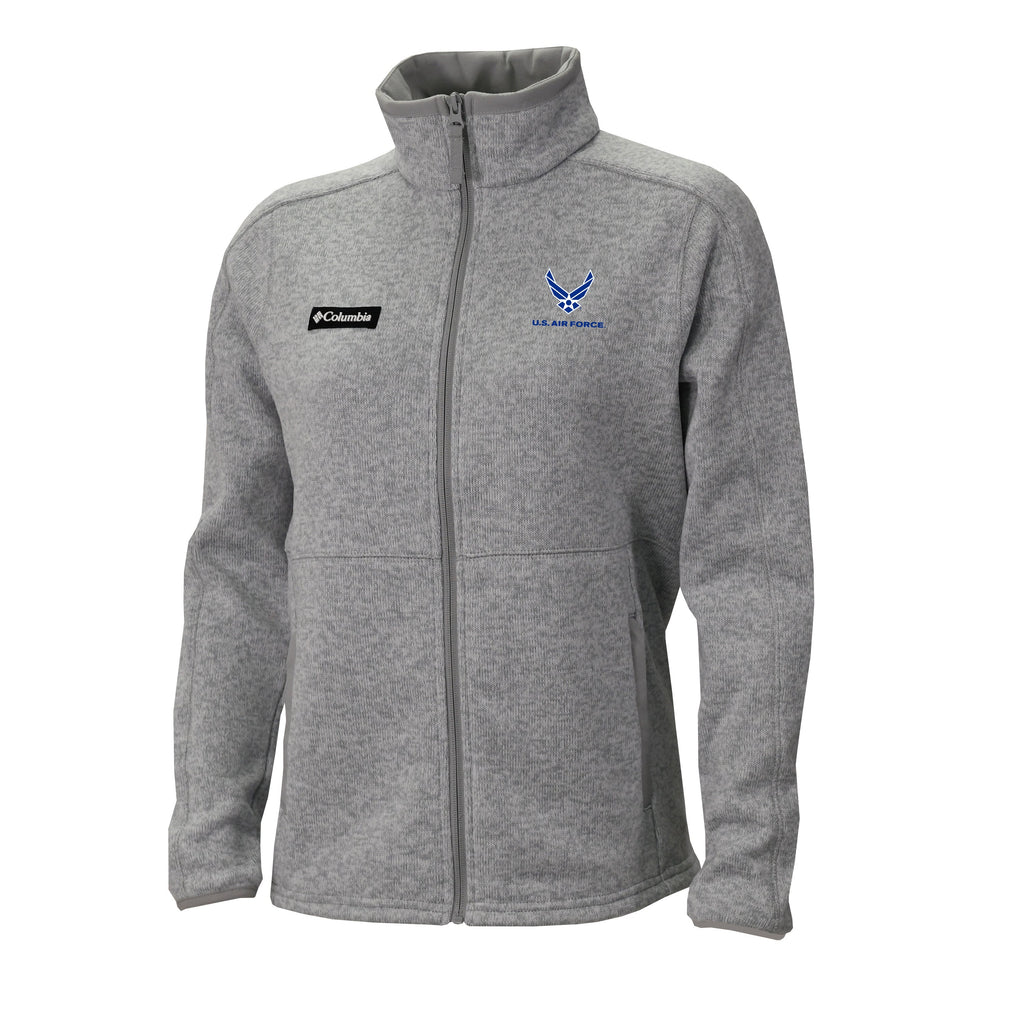 Air Force Wings Columbia Women's Sweater Weather Fleece Full Zip Jacket (Grey)*