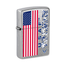 Load image into Gallery viewer, USAF Flag with Wings Street Chrome Zippo