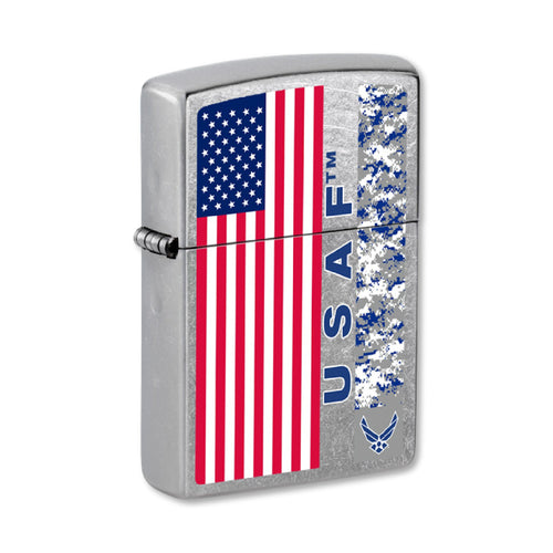 USAF Flag with Wings Street Chrome Zippo