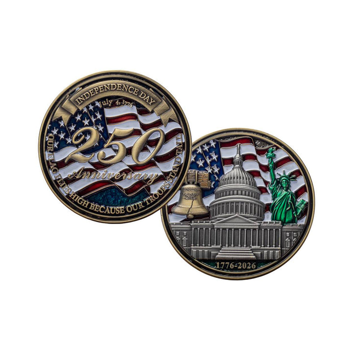 Exclusive Limited Edition 3”x3” America 250 Challenge Coin