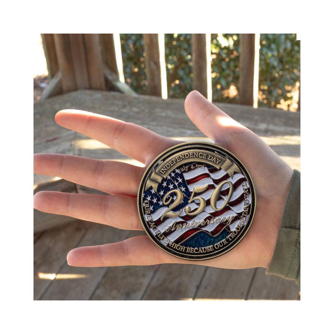 Exclusive Limited Edition 3”x3” America 250 Challenge Coin