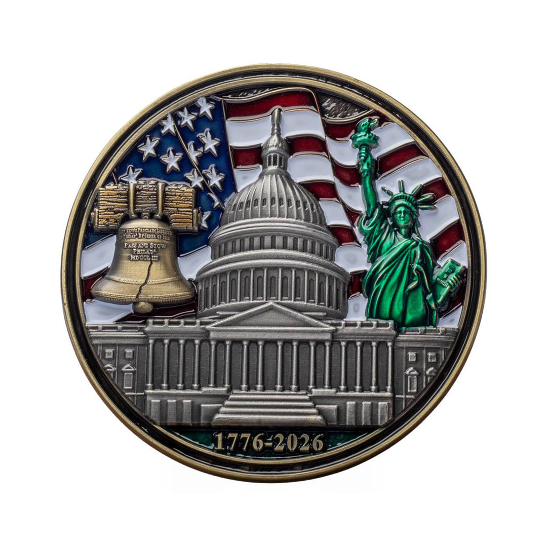 Exclusive Limited Edition 3”x3” America 250 Challenge Coin