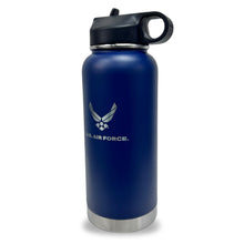 Load image into Gallery viewer, Air Force Wings Stainless Steel Laser Etched 32oz Water Bottle (Navy)