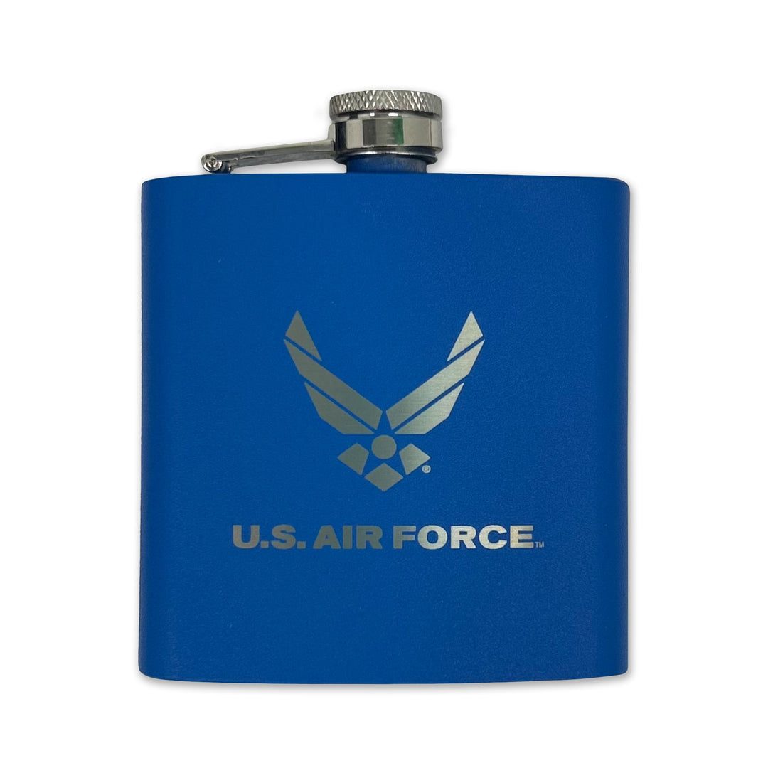 Air Force Wings 6oz Laser Etched Stainless Flask (Royal)