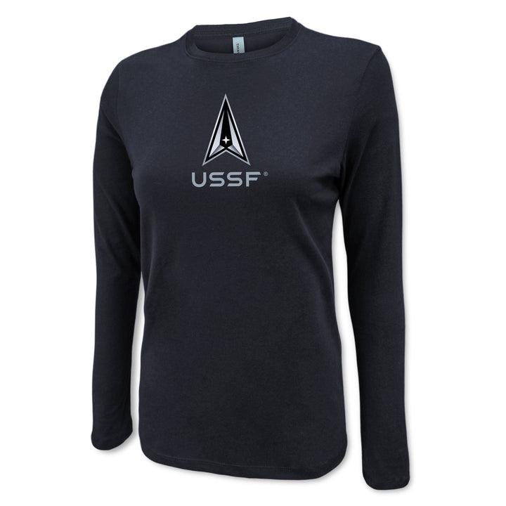 Pick Your Design Space Force Ladies Long Sleeve T-Shirt (Black)
