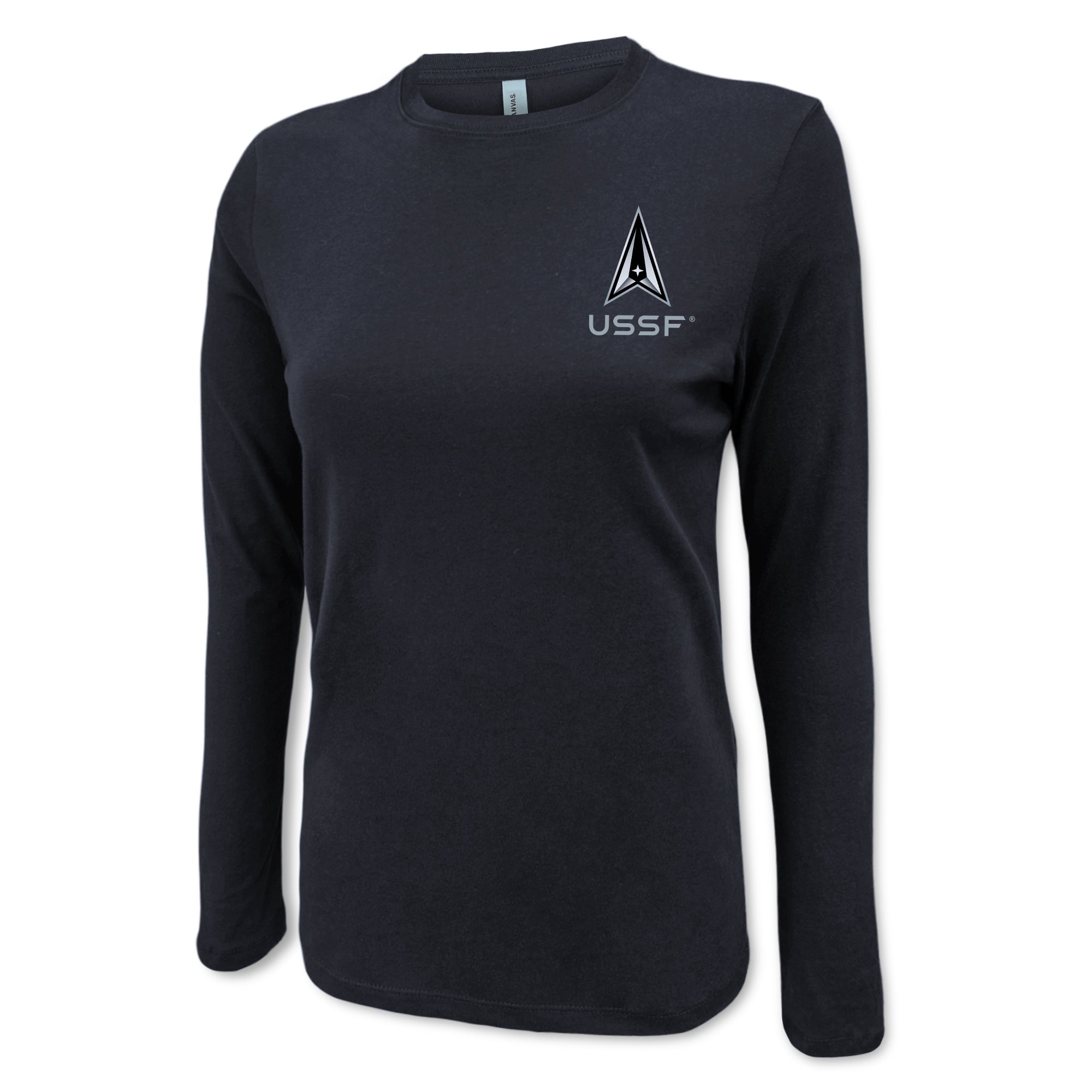 Pick Your Design Space Force Ladies Long Sleeve T-Shirt (Black)