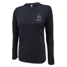 Load image into Gallery viewer, Pick Your Design Space Force Ladies Long Sleeve T-Shirt (Black)