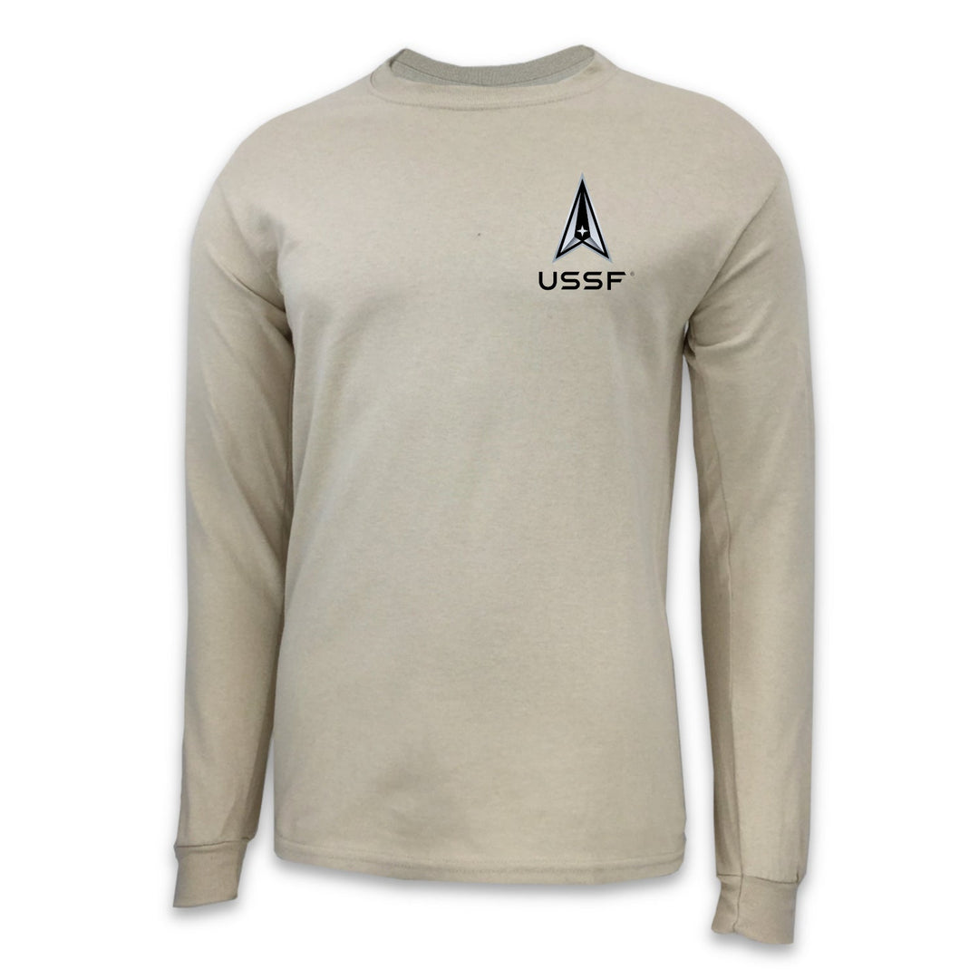 Pick Your Design Space Force Long Sleeve T-Shirt (Tan)