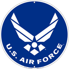 Load image into Gallery viewer, United States Air Force 12&quot; Aluminum Sign (Royal/White)