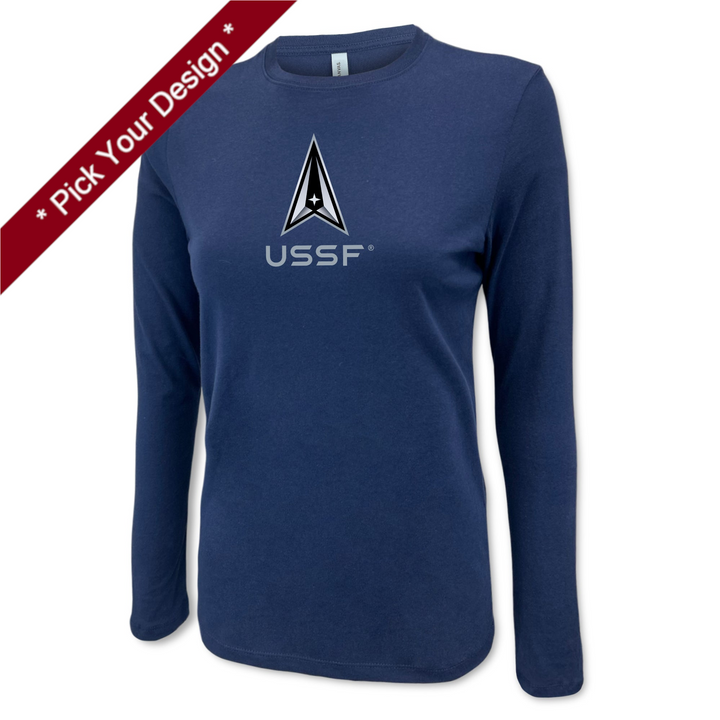 Pick Your Design Space Force Ladies Long Sleeve T-Shirt
