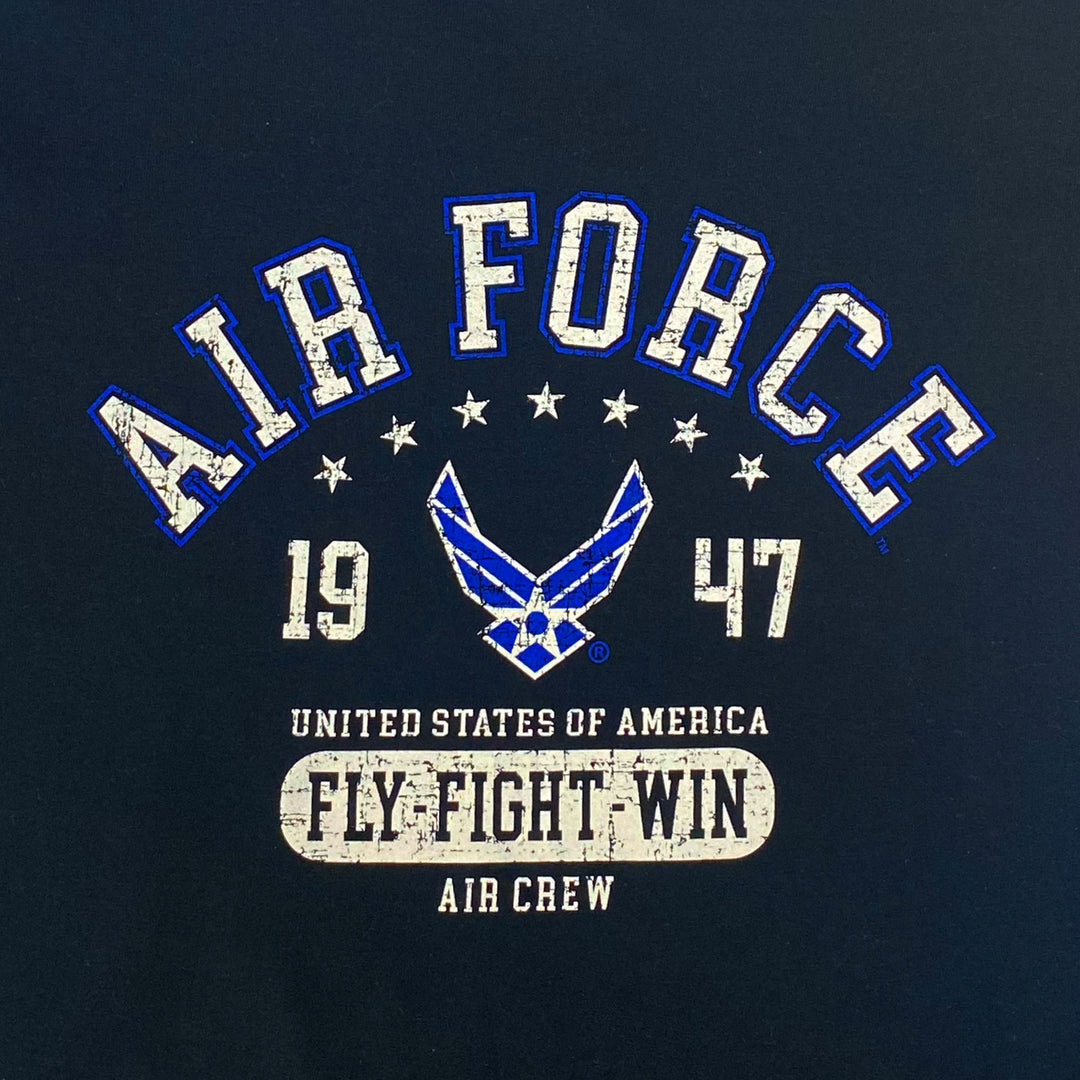Air Force Distressed Fly Fight Win T-Shirt (Black)