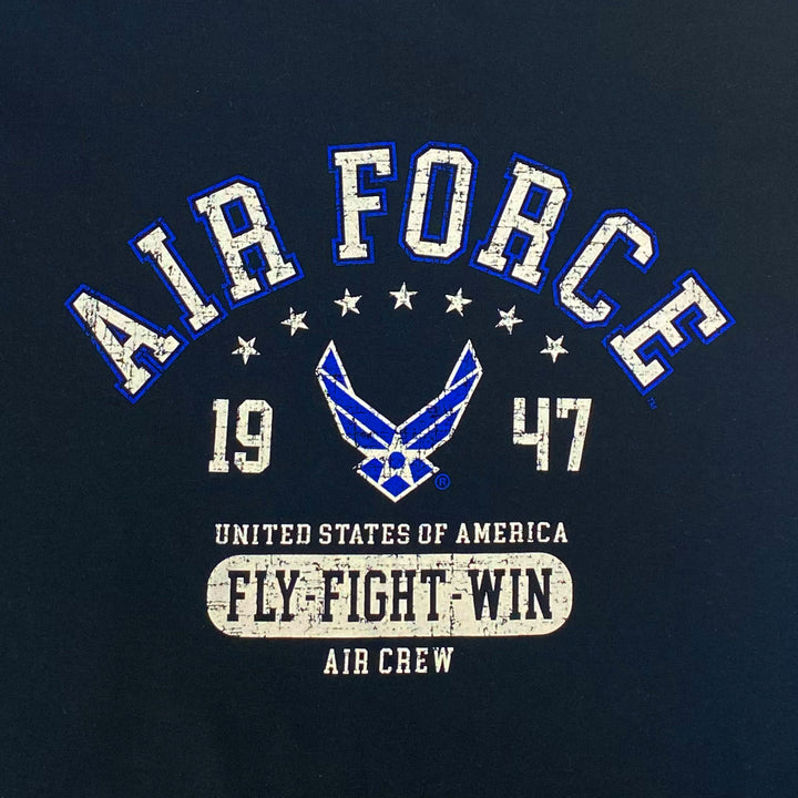 Air Force Distressed Fly Fight Win T-Shirt (Black)