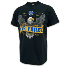 Load image into Gallery viewer, Air Force Fly Fight Win Eagle Banner T-Shirt (Black)