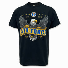 Load image into Gallery viewer, Air Force Fly Fight Win Eagle Banner T-Shirt (Black)
