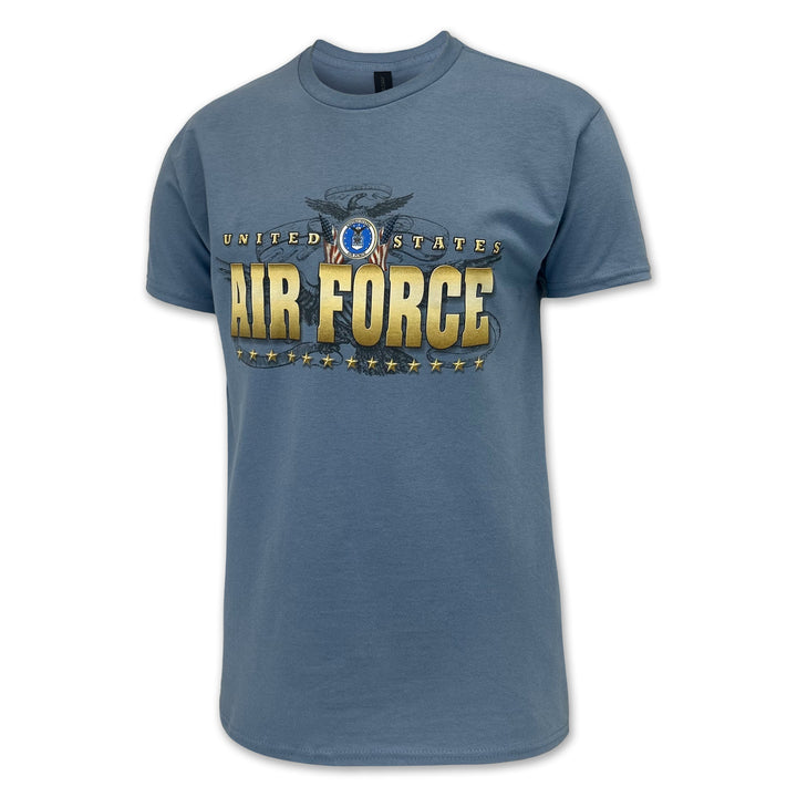 United States Air Force Gold Flags T-Shirt (Stone Blue)