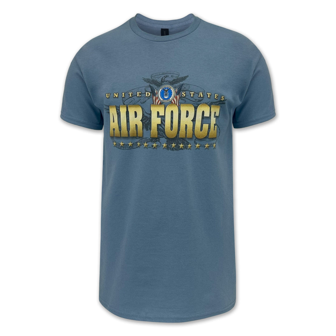 United States Air Force Gold Flags T-Shirt (Stone Blue)